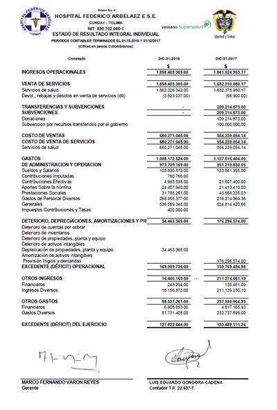 ESTADO DE RESULTADO INTEGRAL INDIVIDUAL